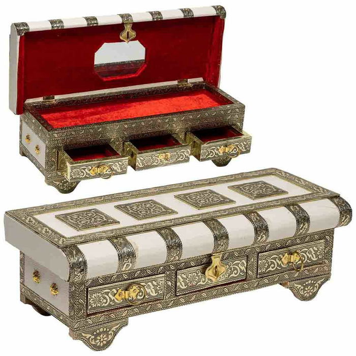 Boîte à bijoux Alexandra House Living Blanc Aluminium Bois MDF 13 x 12 x 38 cm Boîte à bijoux Alexandra House Living Blanc Aluminium Bois MDF 13 x 12 x 38 cm