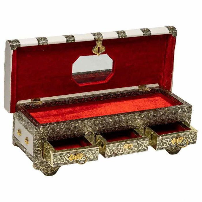 Boîte à bijoux Alexandra House Living Blanc Aluminium Bois MDF 13 x 12 x 38 cm Boîte à bijoux Alexandra House Living Blanc Aluminium Bois MDF 13 x 12 x 38 cm