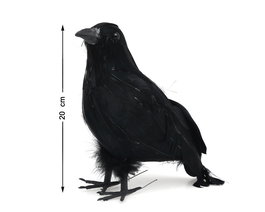 Cuervo Corbeau décoratif noir de 20 cm pour Halloween - Décoration d'ambiance réaliste pour fête et déguisement