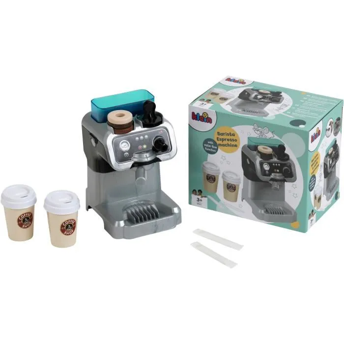KLEIN 9510 - Machine à café Barista jouet pour enfants avec réservoir d'eau, système d'écoulement et accessoires, 3 ans et plus, 17 x 12 x 18.5 cm