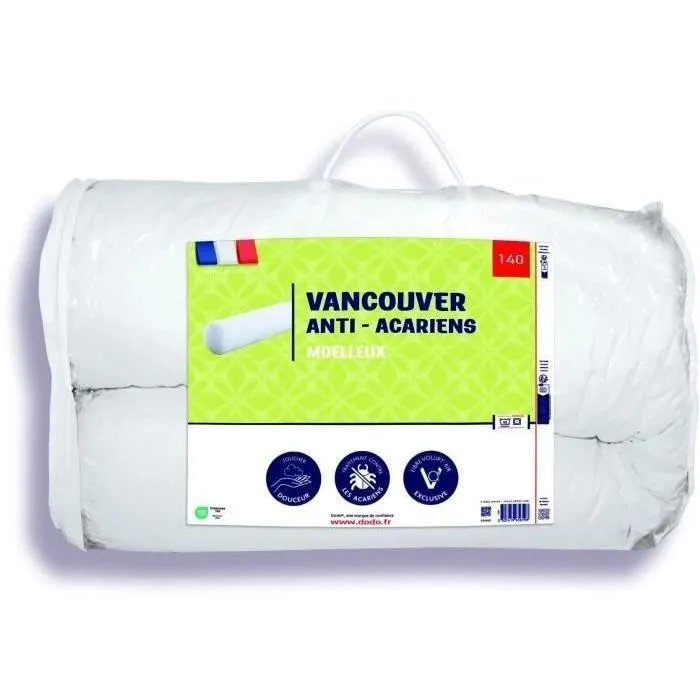 DODO Traversin VANCOUVER 140 cm Blanc Anti-Acariens - 100% Polyester - 950 g/m² - Fabriqué en France