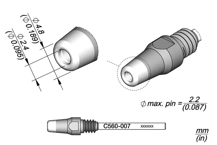 JBC TOOLS Pointe de dessoudage 4,8x2,4mm