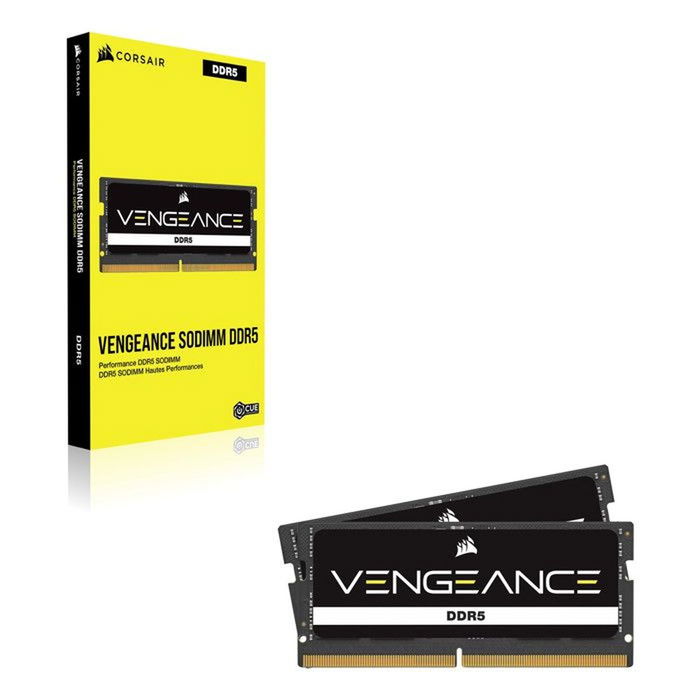 Corsair VENGEANCE CMSX16GX5M1A5600C48 - 16 Go (1x16 Go) SO-DIMM DDR5 5600 MHz CL48 - Mémoire pour PC portable