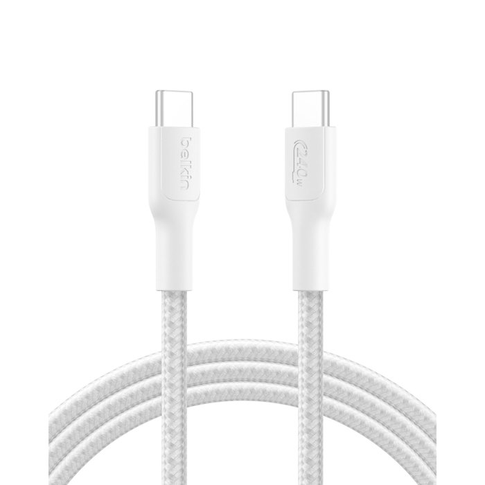 Belkin Câble USB-C vers USB-C BoostCharge Pro 240W tressé, 2m, blanc Belkin Câble USB-C vers USB-C BoostCharge Pro 240W tressé, 2m, blanc