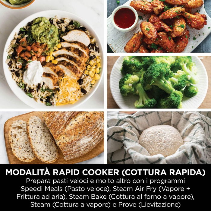 Ninja Multicuiseur Speedi Rapid Cooker ON500EU 5,7L Argent/Noir 1760W - Cuisson rapide, mijoté, vapeur et rôti