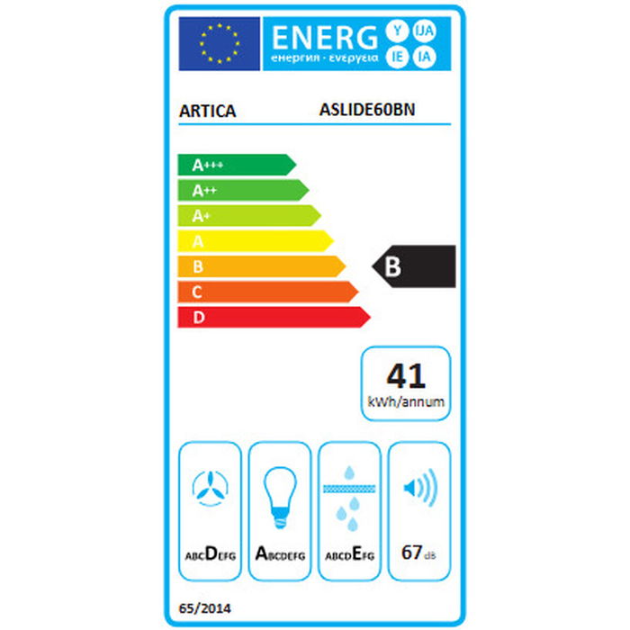 Hotte standard Artica ASLIDE60BN Noir Hotte standard Artica ASLIDE60BN Noir