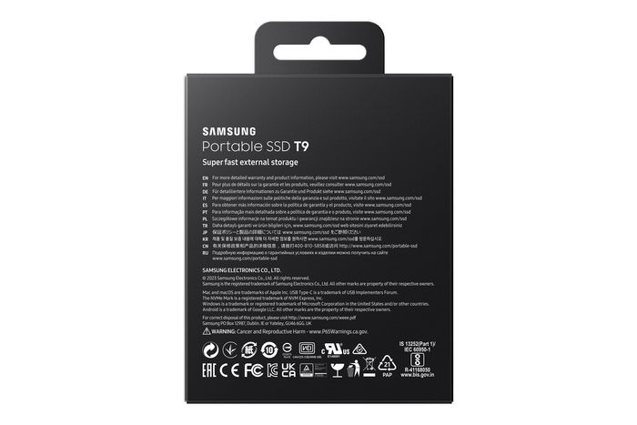 Samsung T9 SSD Externe Portable 2To USB 3.2 Gen 2x2 NVMe - Jusqu'à 2000 MB/s, Résistant aux chocs (3 m), Garantie 5 ans, Compact