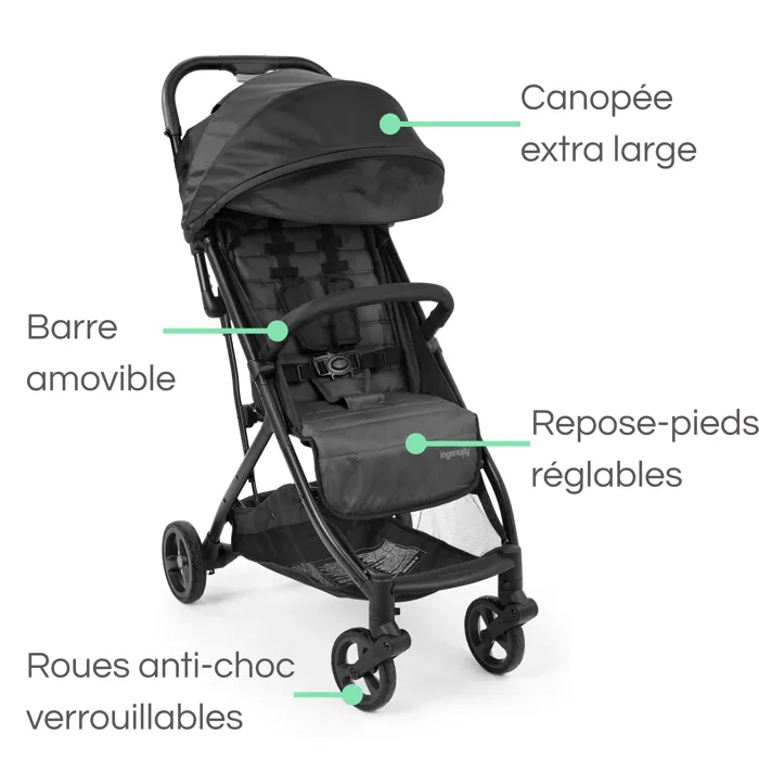 Ingenuity Poussette 3Dquickclose CS+, Ultra Compacte et Légère, de la Naissance à 4 ans (0-22.7 kg), avec Couverture de Pluie, Harnais 5 Points, Grand Panier et Dossier Inclinable