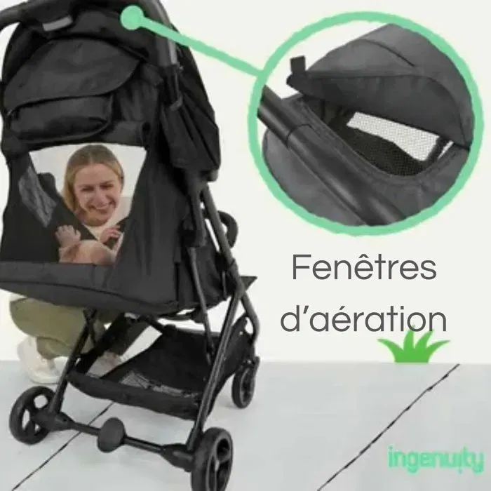 Ingenuity Poussette 3Dquickclose CS+, Ultra Compacte et Légère, de la Naissance à 4 ans (0-22.7 kg), avec Couverture de Pluie, Harnais 5 Points, Grand Panier et Dossier Inclinable