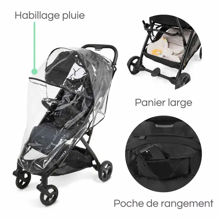 Ingenuity Poussette 3Dquickclose CS+, Ultra Compacte et Légère, de la Naissance à 4 ans (0-22.7 kg), avec Couverture de Pluie, Harnais 5 Points, Grand Panier et Dossier Inclinable