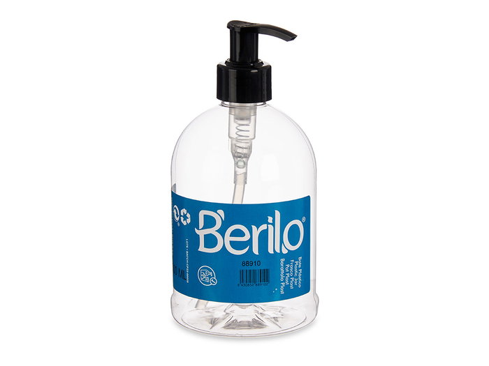Berilo Bouteille Distributeur en Plastique 500 ml Noir Transparent 8x16.5x8 cm (Set de 12)