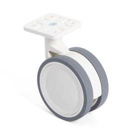 STAMPMATIC Roue pivotante Vega avec anneau en caoutchouc ø75 avec plaque et frein, blanc