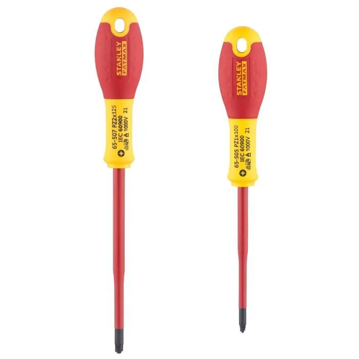 Stanley FATMAX FMHT0-62649 - Jeu de 2 Tournevis Isolés 1000V pour Vis Mixtes Fente-Pozidriv PZ1 et PZ2