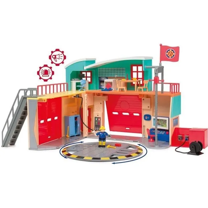 Smoby - Caserne Sam le Pompier Pontypandy avec figurine, sons et lumières - Jouet enfant à partir de 3 ans - Playset inspiré de la série TV Smoby - Caserne Sam le Pompier Pontypandy avec figurine, sons et lumières - Jouet enfant à partir de 3 ans - Playset inspiré de la série TV