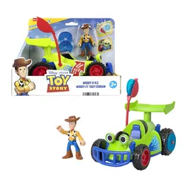 Imaginext Imxt - Véhicule Radiocommandé Toy Story avec Figurine Woody Articulée et Lanceur de Disques Catapulte