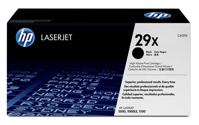 HP Toner LaserJet 29X Noir Authentique Grande Capacité - Cartouche d'impression pour séries 5000 et 5100, rendement 10 000 pages HP Toner LaserJet 29X Noir Authentique Grande Capacité - Cartouche d'impression pour séries 5000 et 5100, rendement 10 000 pages