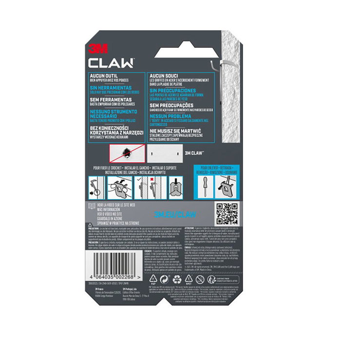 3M 3ph7-2wmr Crochet pour cloisons sèches, charge max 7 kg, 23 x 23 x 4 mm, lot de 2 3M 3ph7-2wmr Crochet pour cloisons sèches, charge max 7 kg, 23 x 23 x 4 mm, lot de 2