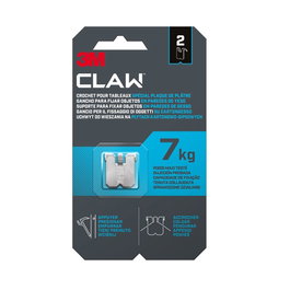 3M 3ph7-2wmr Crochet pour cloisons sèches, charge max 7 kg, 23 x 23 x 4 mm, lot de 2
