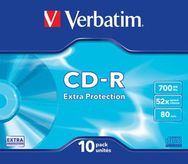 Verbatim CD-R Extra Protection, 52x, 700MB / 80min, Disque vierge pour données, photos, musique et vidéo