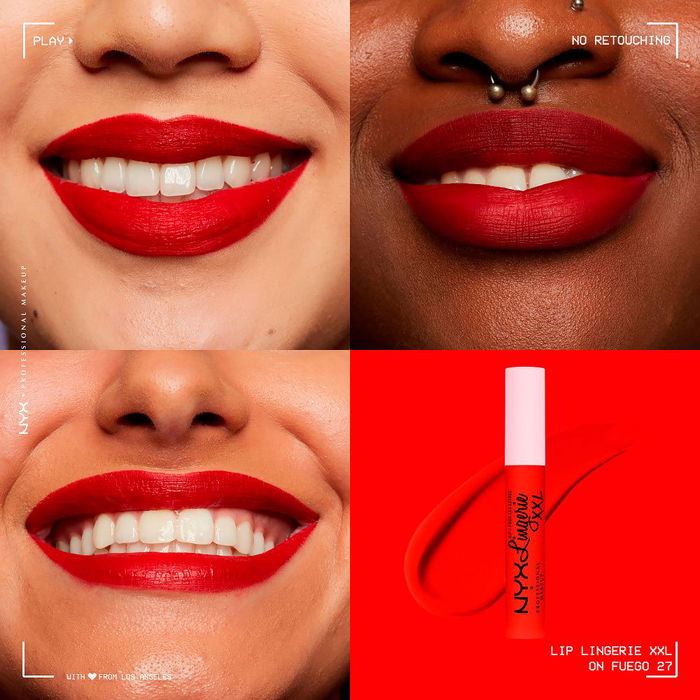 Nyx Professional Make Up Rouge à Lèvres Liquide Ultra-Résistant Mat Lip Lingerie XXL #27-on fuego Rouge 16H