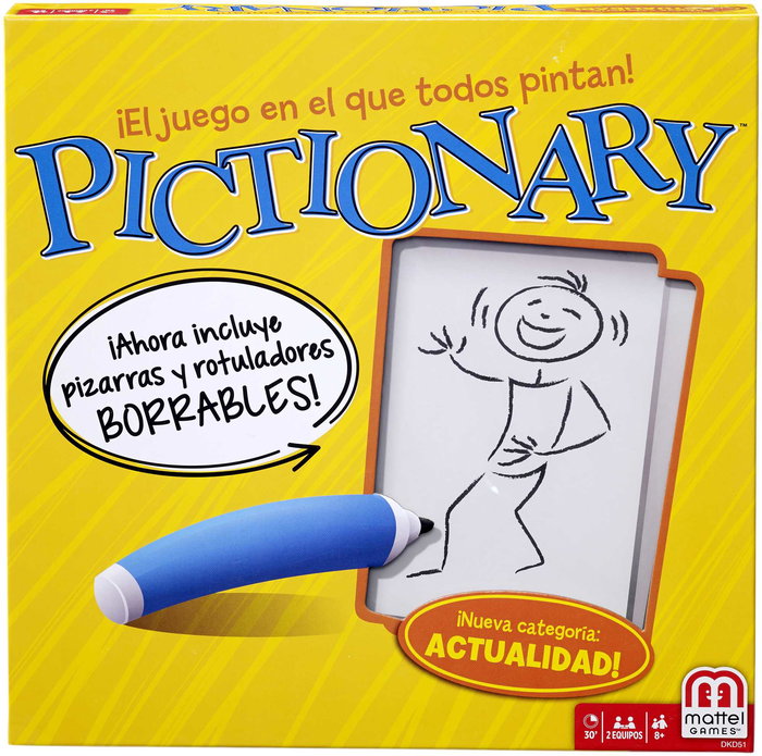 Mattel Games - Jeu de Société Pictionary - Version Cast Dkd51 en Espagnol - Jeu de Dessin Familial avec Pisteurs et Accessoires - À partir de 8 ans Mattel Games - Jeu de Société Pictionary - Version Cast Dkd51 en Espagnol - Jeu de Dessin Familial avec Pisteurs et Accessoires - À partir de 8 ans