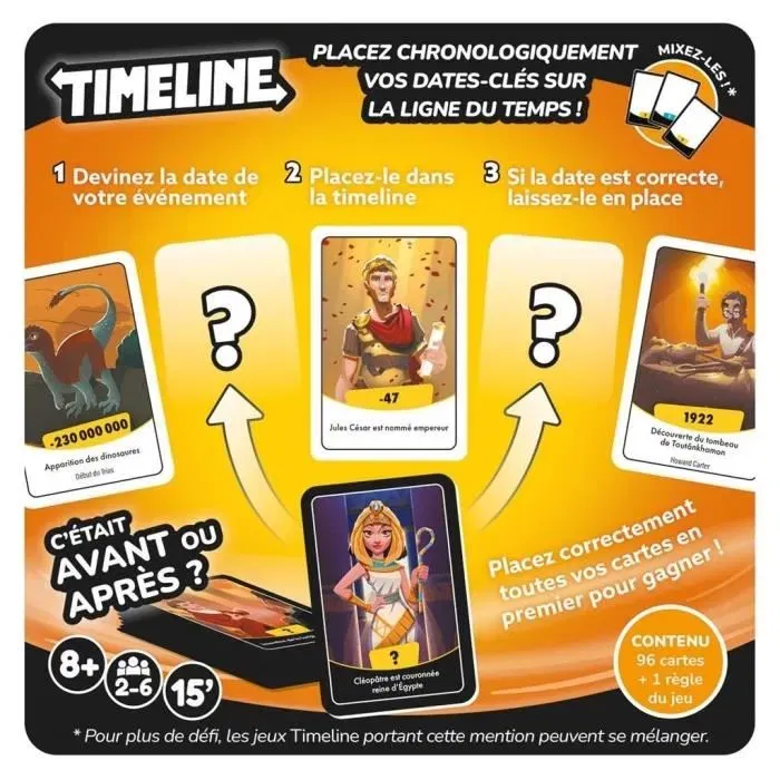Asmodee Timeline Jeux & Loisirs - Clutch Box, jeu de société éducatif de cartes avec 96 événements à ordonner, à partir de 8 ans