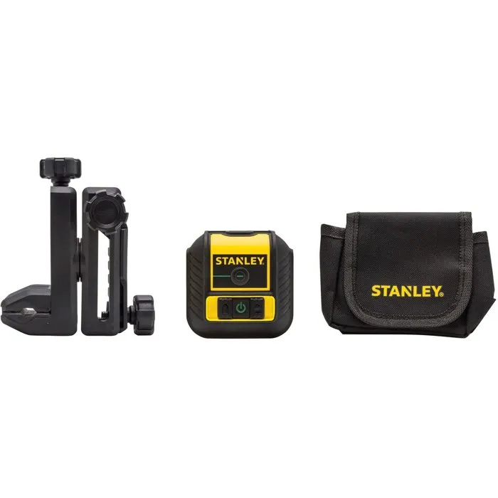 Stanley STHT77592-1 Niveau Laser avec Projection Croix et Équerre - Nivellement Auto +/-4°, Portée 15 m - Quick Link, Piles et Étui Inclus