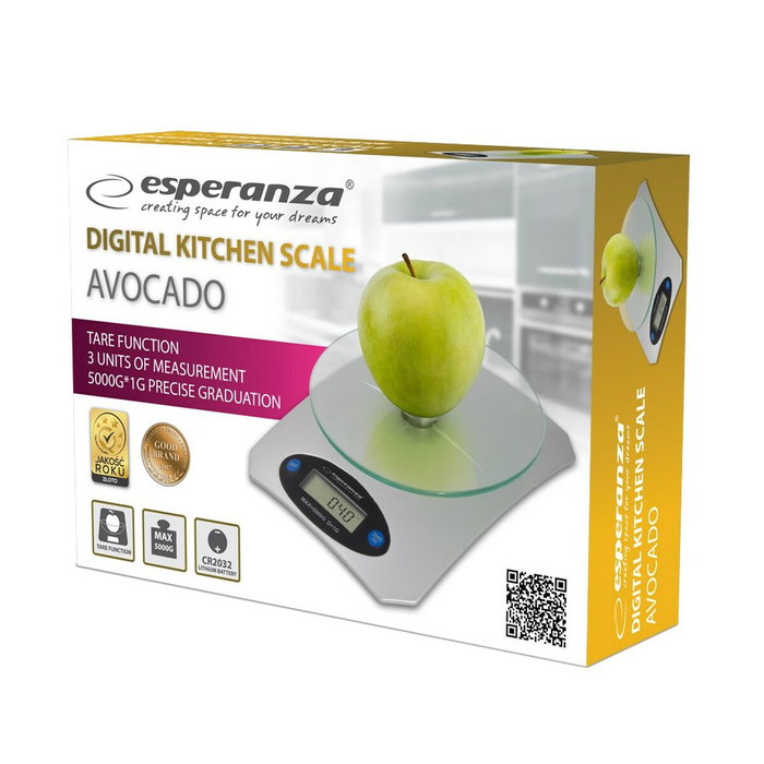 Esperanza balance de cuisine EKS006 Argenté 5 kg Esperanza balance de cuisine EKS006 Argenté 5 kg