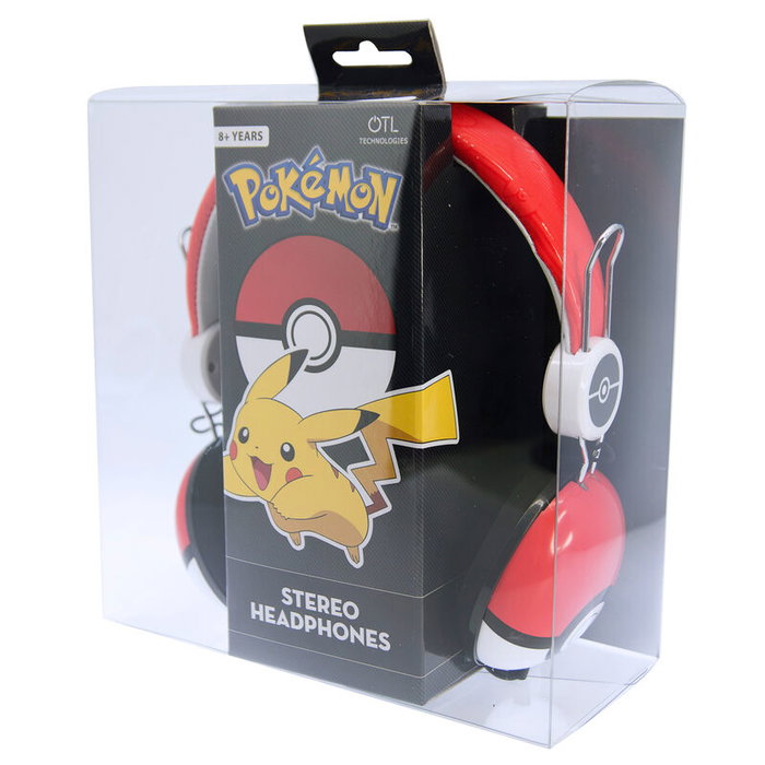 OTL TECHNOLOGIES Casque audio avec design Pokeball Pokemon, diadema ajustable et coussinée, connexion jack 3,5 mm, 90dB, pour enfants et adultes