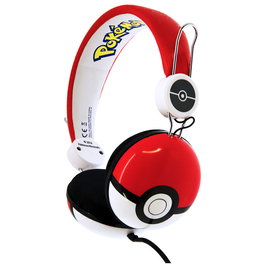 OTL TECHNOLOGIES Casque audio avec design Pokeball Pokemon, diadema ajustable et coussinée, connexion jack 3,5 mm, 90dB, pour enfants et adultes