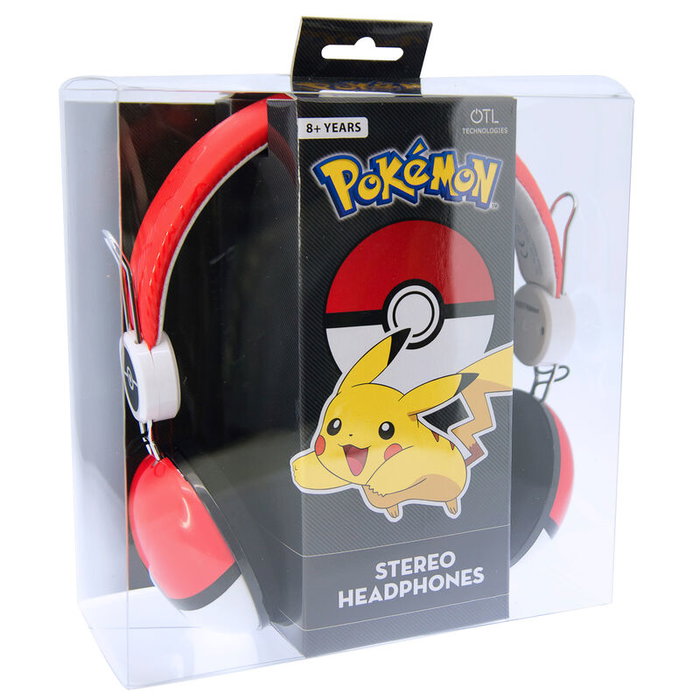 OTL TECHNOLOGIES Casque audio avec design Pokeball Pokemon, diadema ajustable et coussinée, connexion jack 3,5 mm, 90dB, pour enfants et adultes