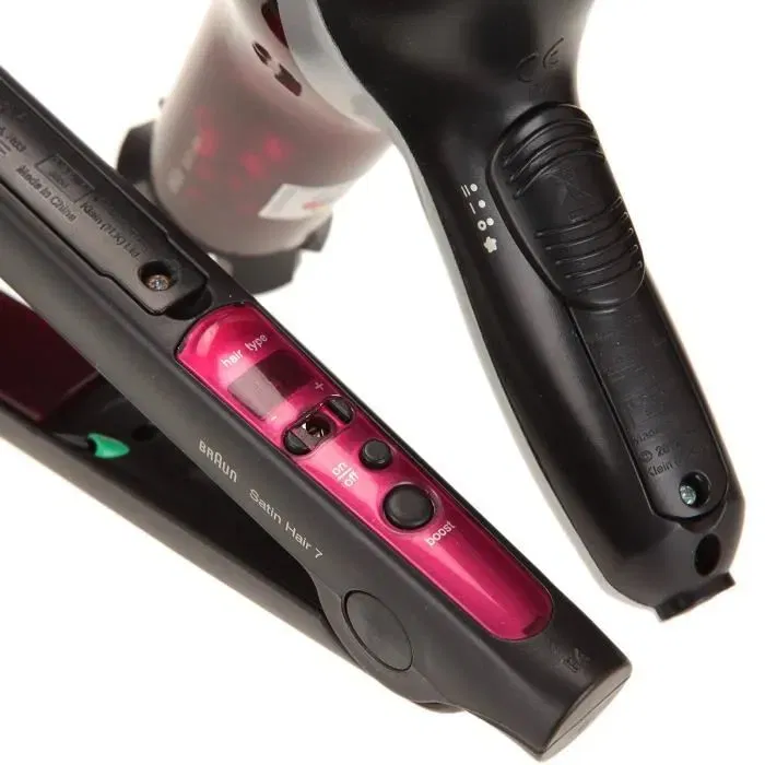 KLEIN - Set de coiffure Mega Braun Satin Hair 7 pour enfants avec sèche-cheveux, lisseur, brosse, peigne, miroir et accessoires (à partir de 3 ans) KLEIN - Set de coiffure Mega Braun Satin Hair 7 pour enfants avec sèche-cheveux, lisseur, brosse, peigne, miroir et accessoires (à partir de 3 ans)