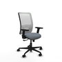 Chaise Zulema Synchro 3 positions tissu Gris Maille Blanc Base en nylon noir Accoudoir 2D Sans appui-tête Roulettes 65mm nylon