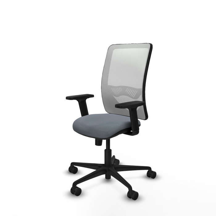 Chaise Zulema Synchro 3 positions tissu Gris Maille Blanc Base en nylon noir Accoudoir 2D Sans appui-tête Roulettes 65mm nylon Chaise Zulema Synchro 3 positions tissu Gris Maille Blanc Base en nylon noir Accoudoir 2D Sans appui-tête Roulettes 65mm nylon