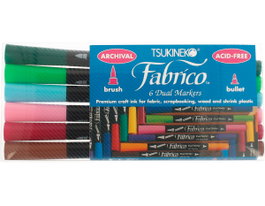 Tsukineko Set de 6 marqueurs textiles Fabrico Markers double pointe