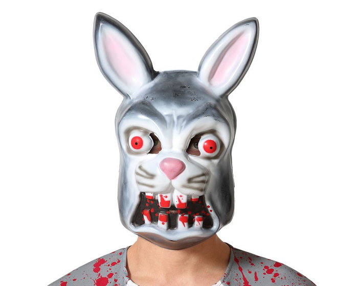 Atosa Masque Lapin Tueur Gris avec Dents Ensanglantées Atosa Masque Lapin Tueur Gris avec Dents Ensanglantées