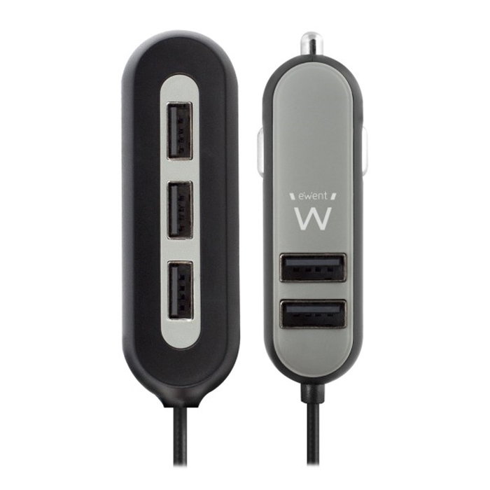 Ewent Chargeur Voiture USB 5 Ports Smart IC EW1355 pour Smartphones et Tablettes avec Câble 1.5m Ewent Chargeur Voiture USB 5 Ports Smart IC EW1355 pour Smartphones et Tablettes avec Câble 1.5m