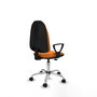 Chaise Algarra Contact permament de base Cuir écologique Orange Structure chromée Accoudoirs fixes Sans appui-tête Roulettes en nylon 50 mm