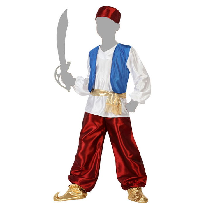 Déguisement Arabe Alibaba Garçon 6 Pièces - Multicolore - Polyester - Taille 3-4 Ans