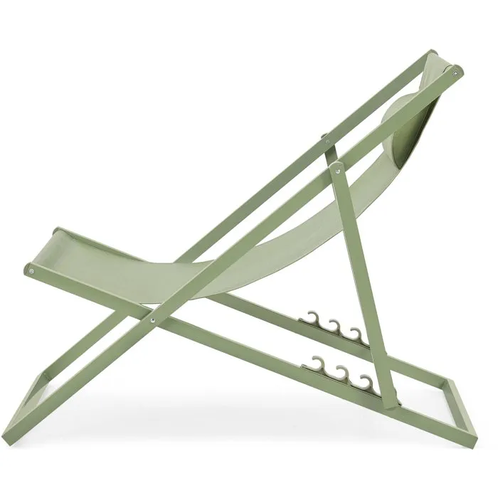 PAROS Chaise longue pliable extérieur, structure en acier avec tissu Textilene vert kaki, Dimensions : 63 x 104 x 97 cm