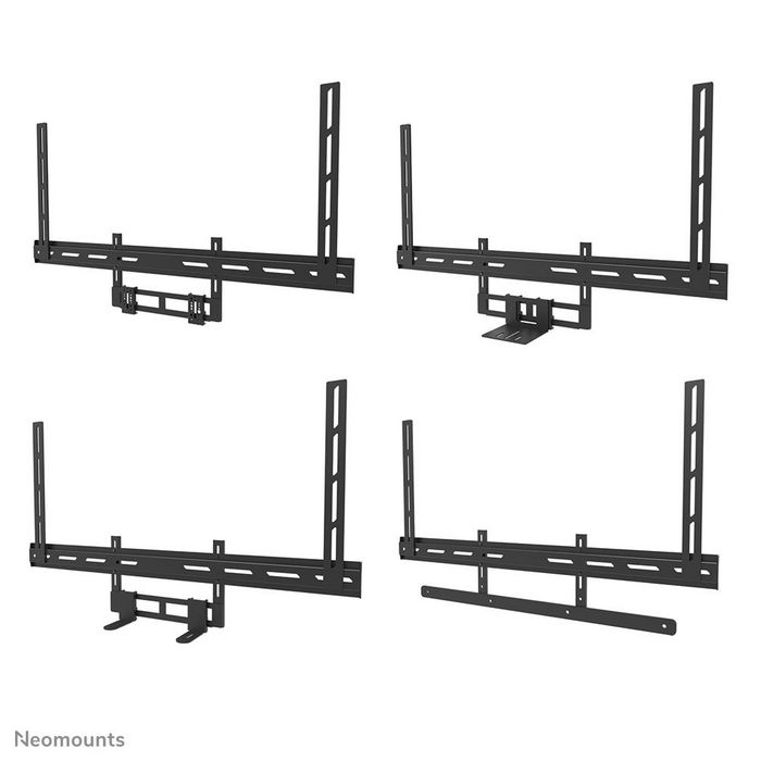 Neomounts AV2 500BL Kit Vidéobar Universel pour TV/Écrans 43"+ et Barres de Son, Support VESA 200x200 à 800x600, Charge Max 10 kg, Noir