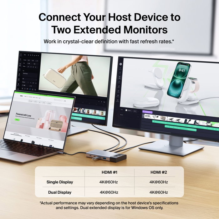 Belkin CONNECT Hub USB-C 8-en-1 pour 2 écrans INC027hqSGY
