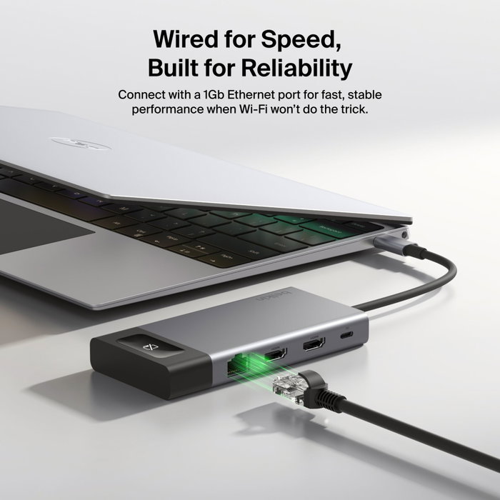 Belkin CONNECT Hub USB-C 8-en-1 pour 2 écrans INC027hqSGY