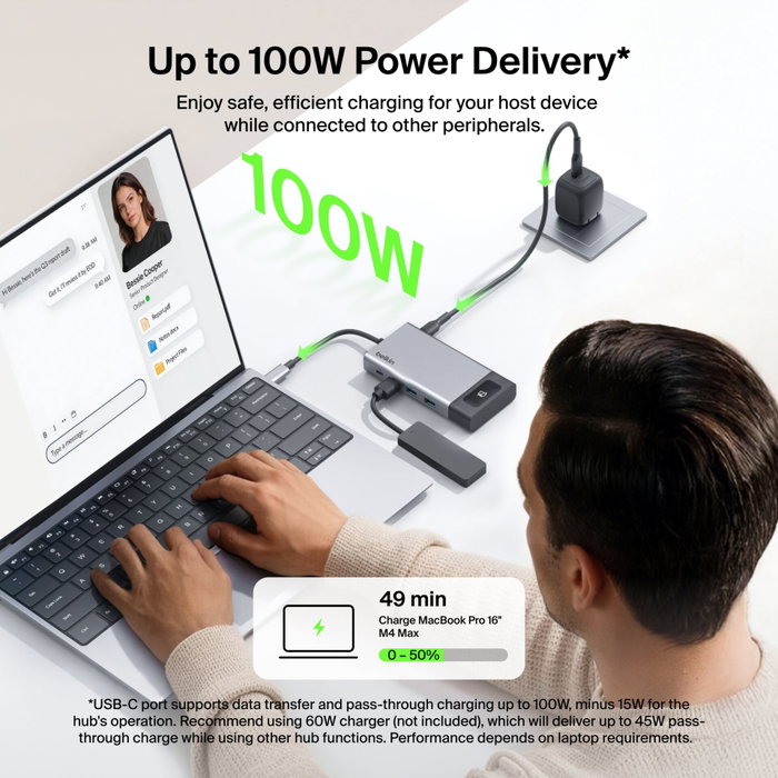 Belkin CONNECT Hub USB-C 8-en-1 pour 2 écrans INC027hqSGY