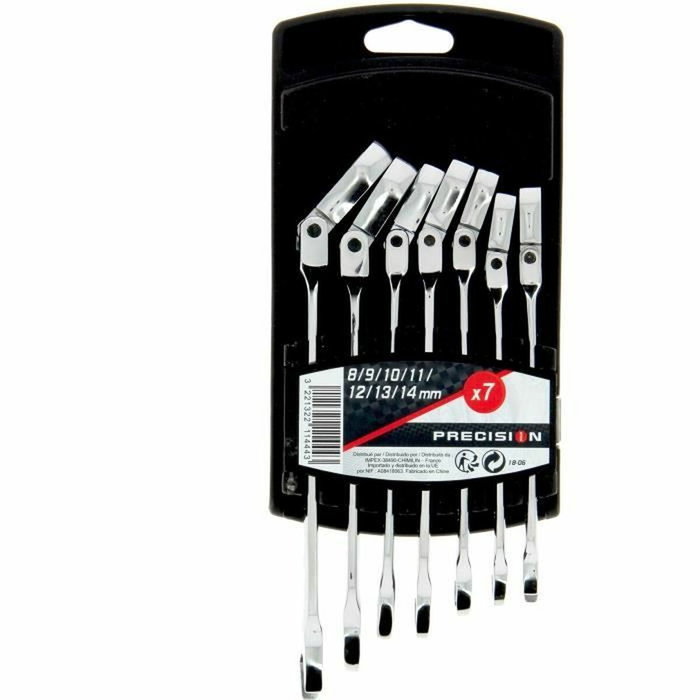 Precision Steel Jeu de 7 Clés mixtes à cliquet 8-14 mm Precision Steel Jeu de 7 Clés mixtes à cliquet 8-14 mm