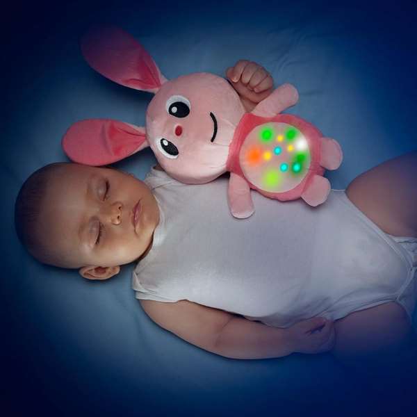 Molto Gusy luz Peluche d'éveil avec lumière et sons, 3 mélodies, 24 cm, Langues ES/EN