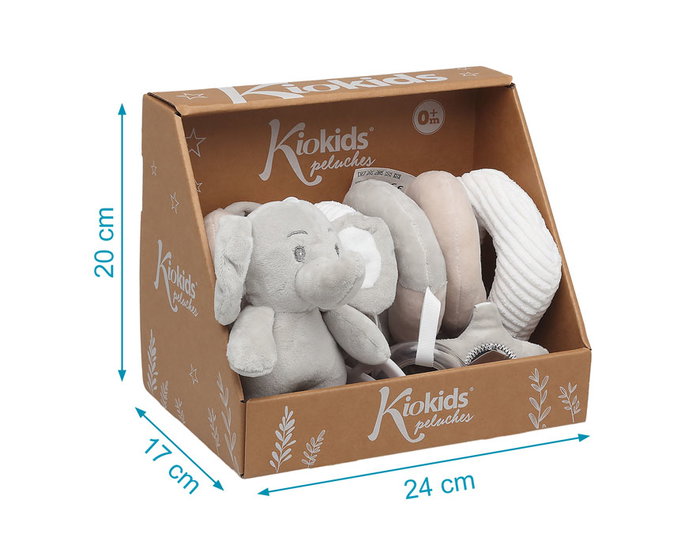 KioKids Peluche Elefante Espiral avec Hocheteur et Mordedor 35 cm - Gris et Beige - 0+ mois - Collection Dolci Amici KioKids Peluche Elefante Espiral avec Hocheteur et Mordedor 35 cm - Gris et Beige - 0+ mois - Collection Dolci Amici