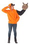 Creaciones Llopis - Déguisement Adulte Complet Halloween, Combinaison avec tête d'alien en latex, Taille L, Orange - Costume à manches rembourrées