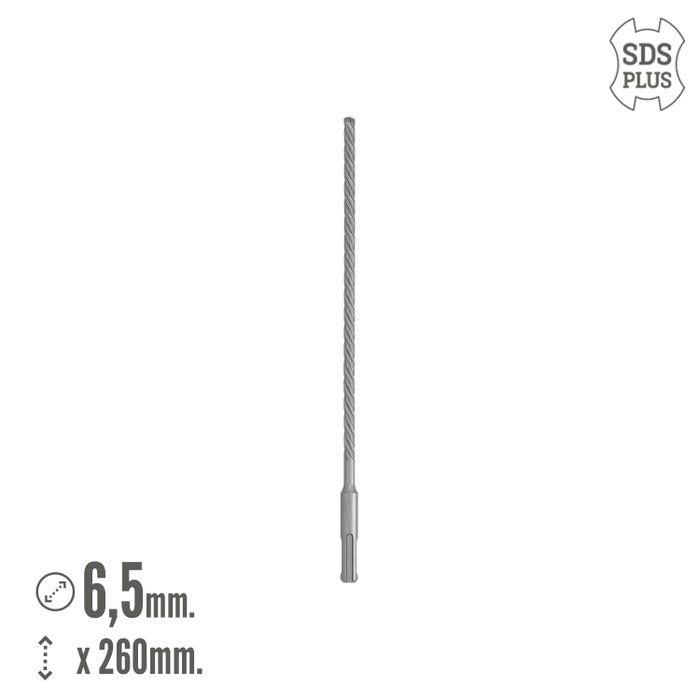 WOLFPACK LINEA PROFESIONAL Foret SDS Plus 4 Tranchants pour Béton Armé Ø 6,5 x 260 mm WOLFPACK LINEA PROFESIONAL Foret SDS Plus 4 Tranchants pour Béton Armé Ø 6,5 x 260 mm