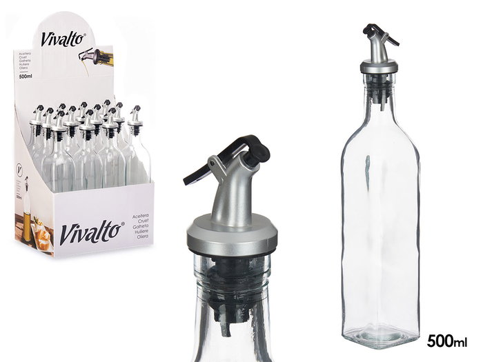 Vivalto Aceitera en verre avec bouchon doseur 500 ml 5,5 x 30,5 x 5,5 cm transparent (Set de 24) Vivalto Aceitera en verre avec bouchon doseur 500 ml 5,5 x 30,5 x 5,5 cm transparent (Set de 24)